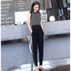 Sleeveless Knit Top / Drawstring Tapered Pants
