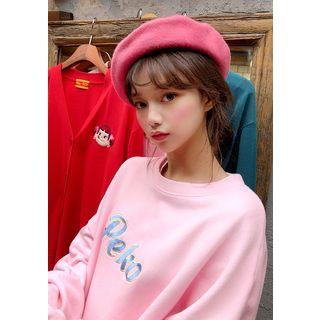 Peko Gogo88 Peko Zzang Printed Loose-fit Pullover Pink - One Size