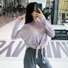 Long-sleeve Tie Waist Sports Top