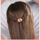 Retro Faux Pearl Agate Flower Hair Stick Pink - One Size