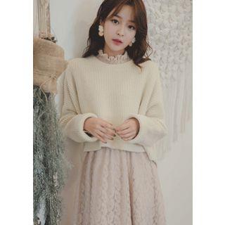 Wrap-back Ribbed Sweater