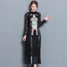 Long-sleeve Lace Embroideried Dress