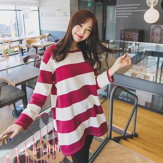 Brushed Fleece Lined Color-block Long Top