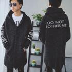 Letter Hooded Knit Cardigan
