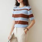 Short-sleeve Striped Summer Knit Top