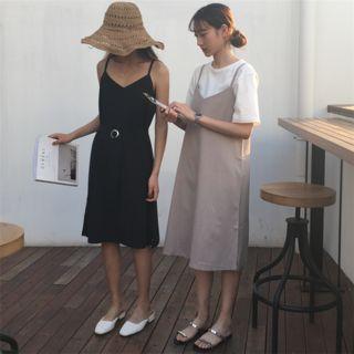 Spaghetti Strap Dress With Belt