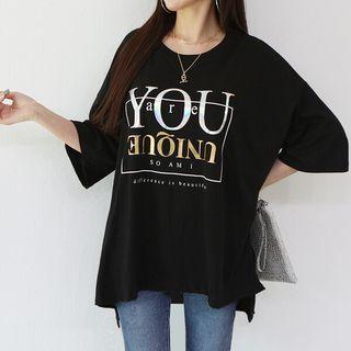 L Me-letter Dip-back T-shirt