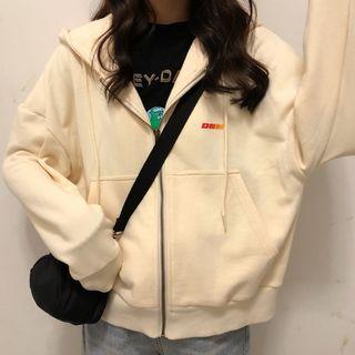 Lettering Hooded Jacket Light Almond - One Size