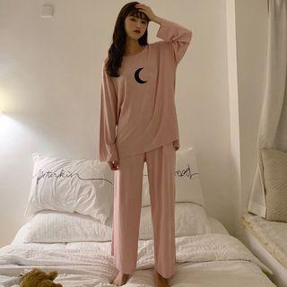 Set: Printed Long-sleeve T-shirt + Pants