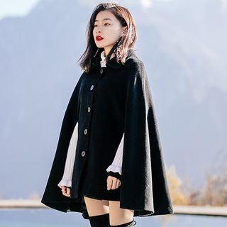 Plain Collared Cape Jacket