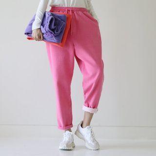 Band-waist Napped Harem Pants