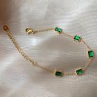 Cz Bracelet E118 - Green & Gold - One Size