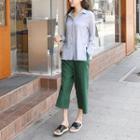 Zip-front Linen Wide-leg Pants