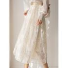 Band-waist Sequined Tulle Skirt