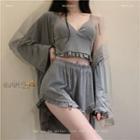 Frill Trim Cropped Camisole Top / Shorts / Cardigan / Set