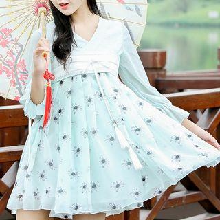 Ancient China Patterned Pleated A-line Dress