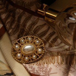 Faux Pearl Brooch 1pc - Gold - One Size