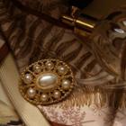 Faux Pearl Brooch 1pc - Gold - One Size