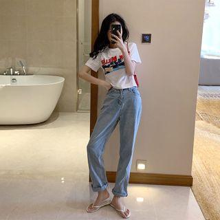 Short-sleeve Printed T-shirt / Harem Jeans