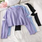 Plain Cutout Long-sleeve T-shirt - 4 Colors