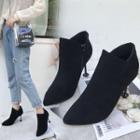 Faux Suede High Heel Pointy Ankle Boots
