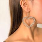 Heart Rhinestone Alloy Hoop Dangle Earring