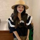 Short-sleeve Layered Collar Ruffle Shirt