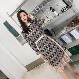Plaid Lace Panel Pullover Dress