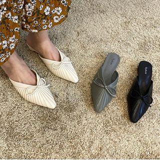 Bow Accent Striped Mules
