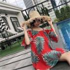 Off-shoulder Patterned A-line Dress