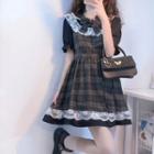 Peter Pan Collar Plaid Lace Dress