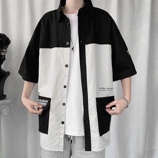 Short-sleeve Two-tone Cargo Shirt