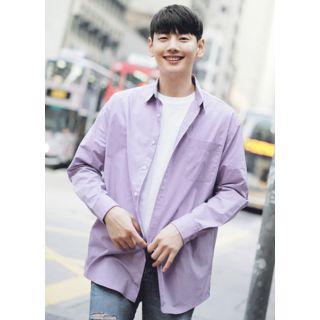 Pocket-front Colored Loose-fit Shirt