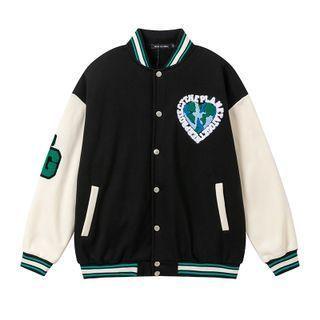 Heart Embroidered Fleece-lined Jacket