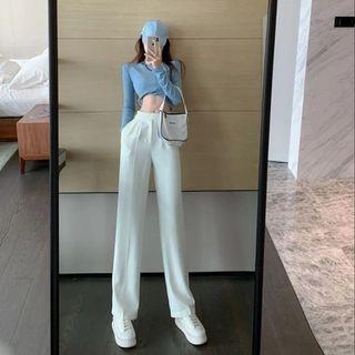 Asymmetrical Long-sleeve T-shirt / Bootcut Pants