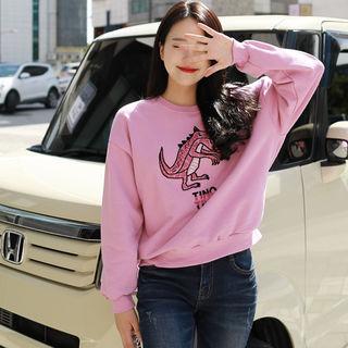 Dinosaur-embroidered Sweatshirt