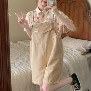 Short-sleeve Strawberry Print Shirt / Jumper Shorts