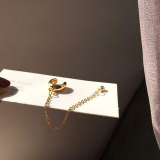 Alloy Chained Cuff Earring 1 Pc - Clip - One Size