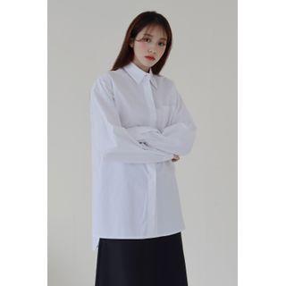 Pocket-front Dip-back Shirt White - One Size