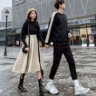 Couple-matching Long-sleeve Top / Midi A-line Skirt / Pants / Set