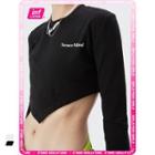 Asymmetrical Lettering Crop T-shirt