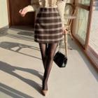 Inset Shorts Checked Miniskirt Brown - One Size