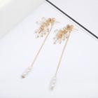 Faux Pearl Faux Crystal Dangle Earring 1 Pair - Gold & White - One Size