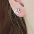 Star Rhinestone Sterling Silver Earring Stud Earring - 1 Pair - Silver - One Size