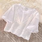 Short-sleeve Mock Two Piece Top White - One Size