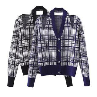 Halter-neck Plaid Cardigan