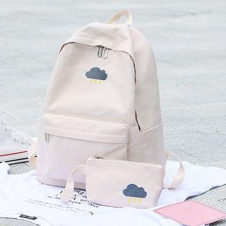 Set: Cloud Print Backpack + Small Zipper Bag