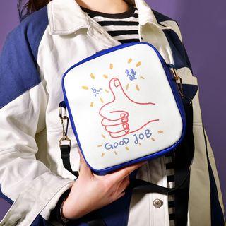 Lettering Crossbody Bag Blue - One Size