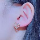 Heart Rhinestone Earring 1 Pr - Gold - One Size