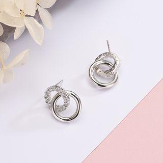 925 Sterling Silver Rhinestone Dangle Earring Es803 - Platinum - One Size